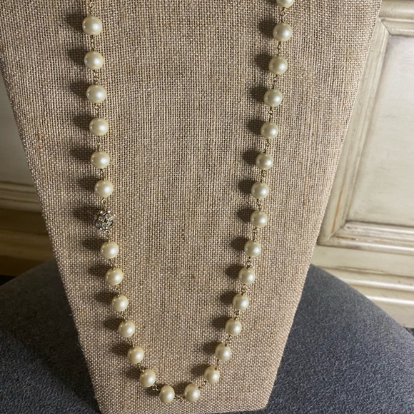 Stella and Dot Pearl Necklace with CZ Ball - Picture 2 of 3